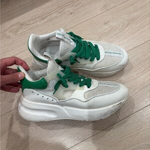 Alexander McQueen White and Green Terrance Sneakers - Very Gently Used - size 10